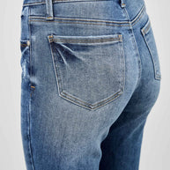 Mid-Rise Boot Cut Distressed Jean