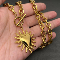 Glossy Heart of Light 18K GP S.Steel Necklace
