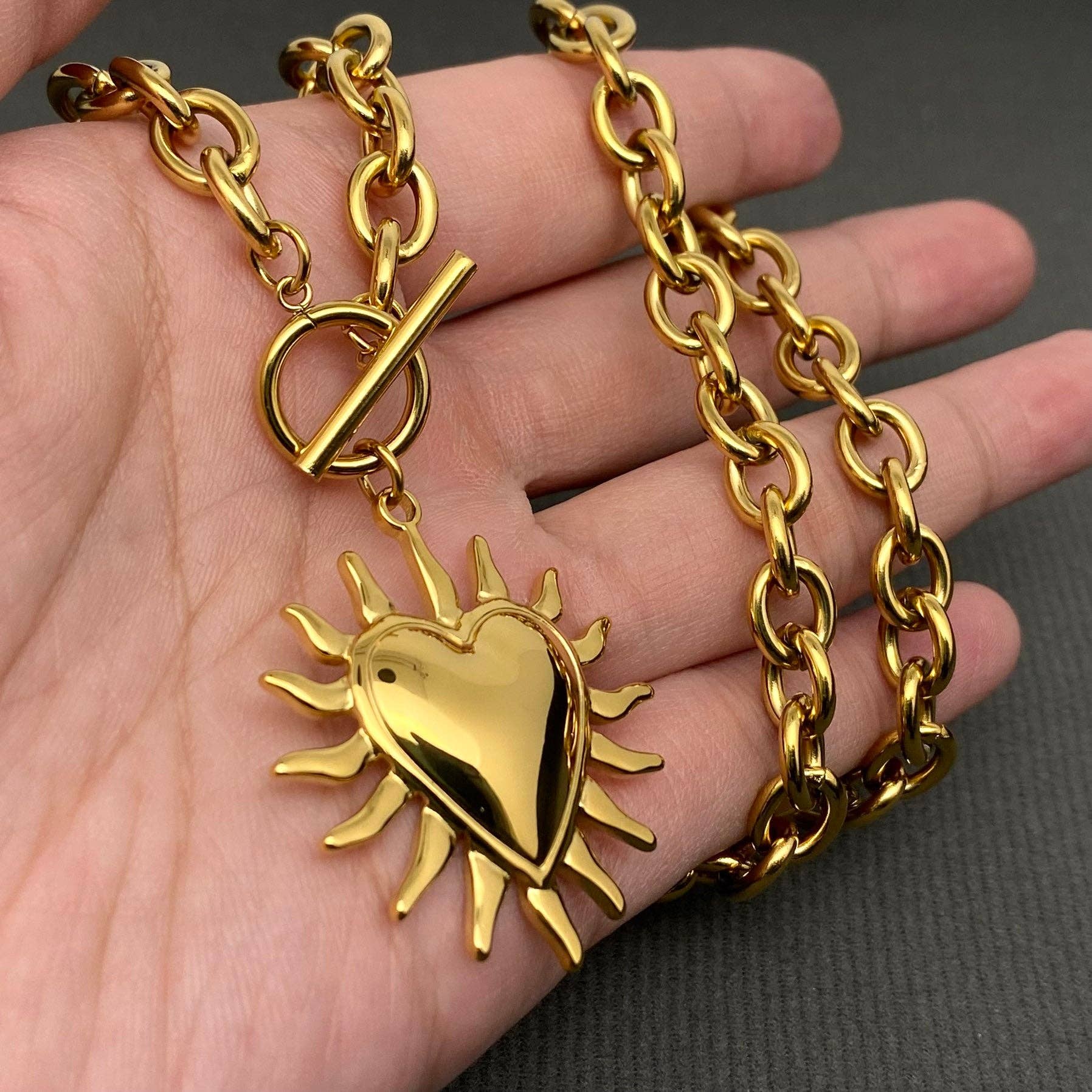 Glossy Heart of Light 18K GP S.Steel Necklace
