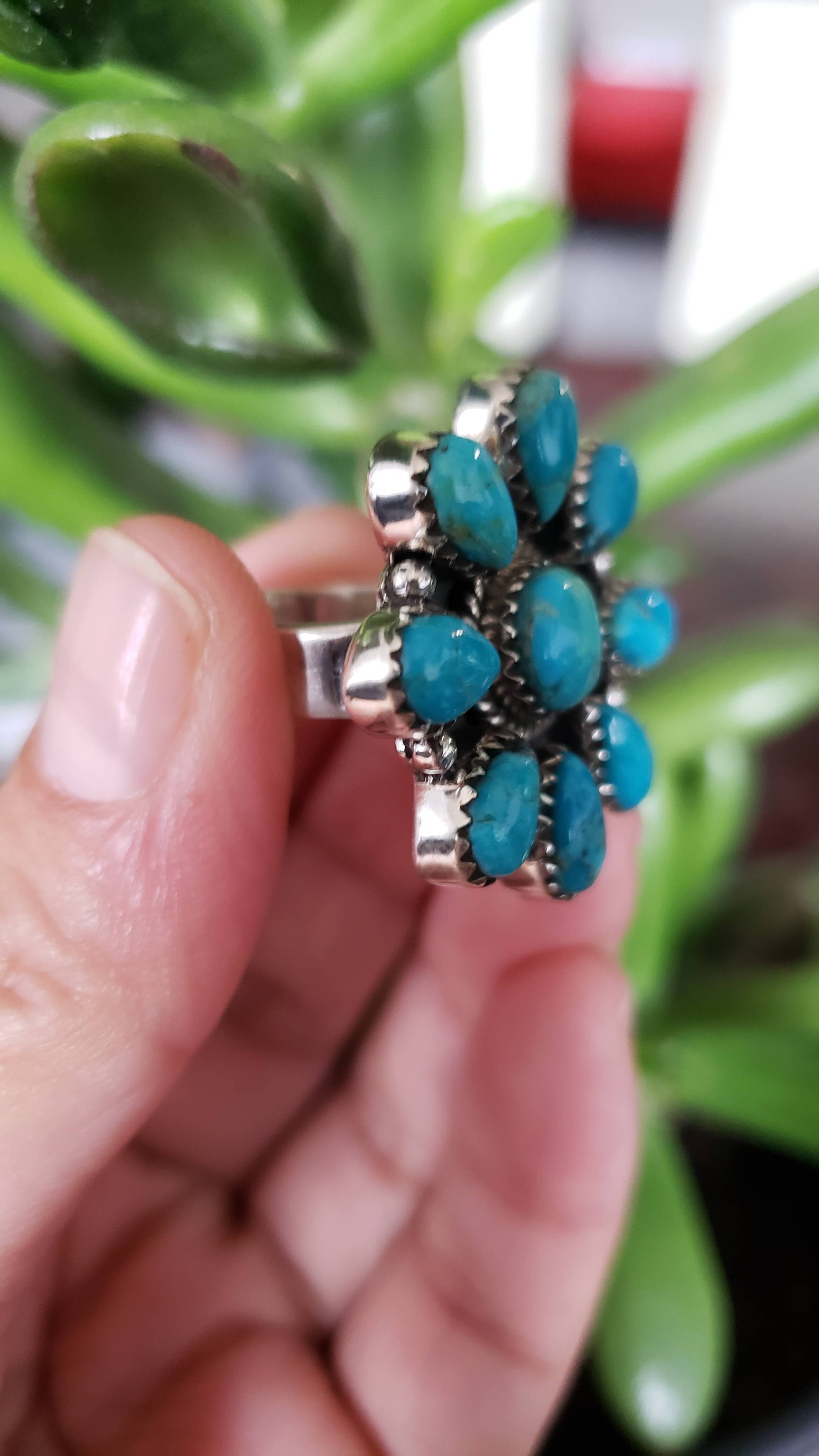 Natural Blue Turquoise 925 sterling silver ring