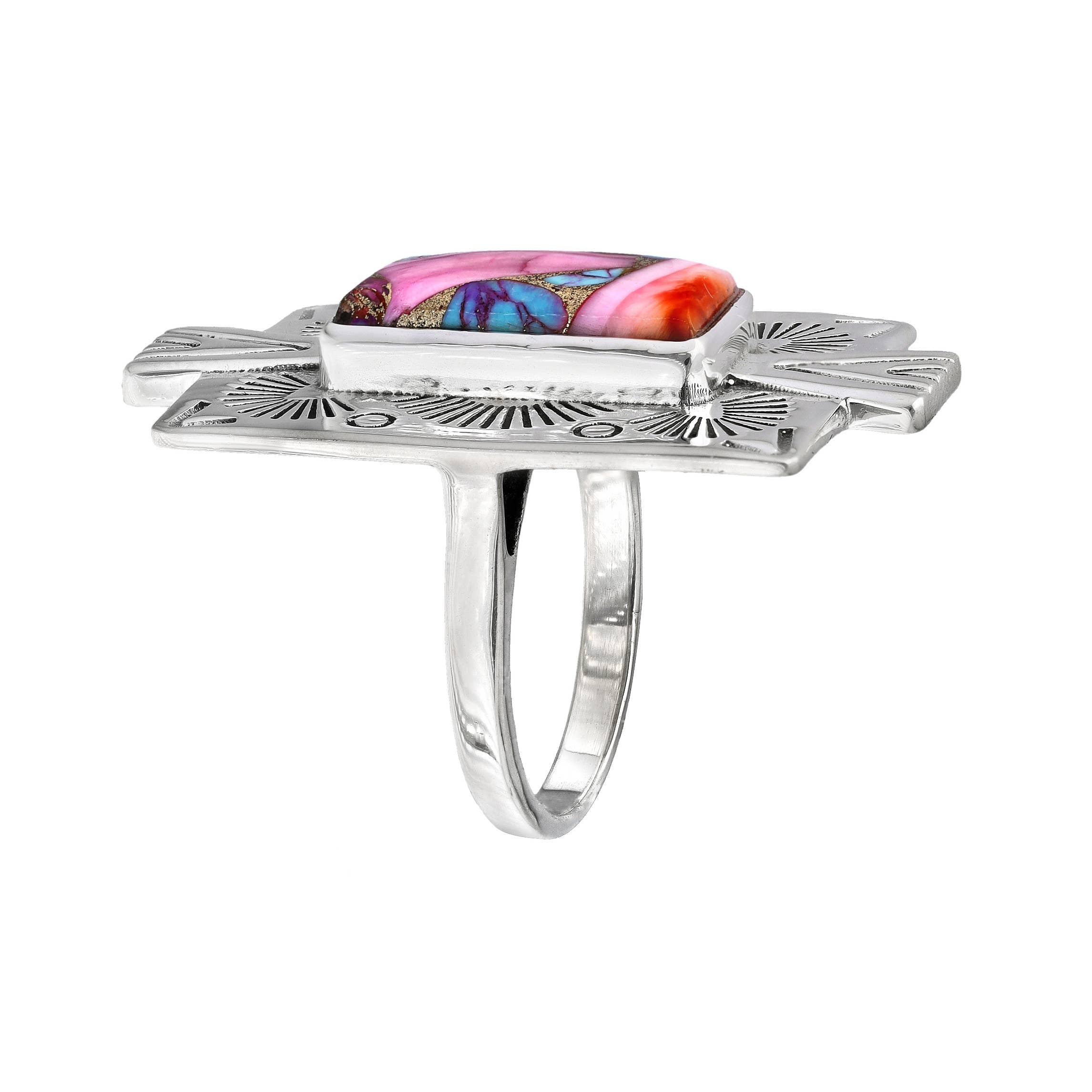 Pink Oyster Copper Turq. Sterling Ring
