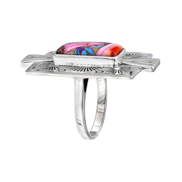 Pink Oyster Copper Turq. Sterling Ring