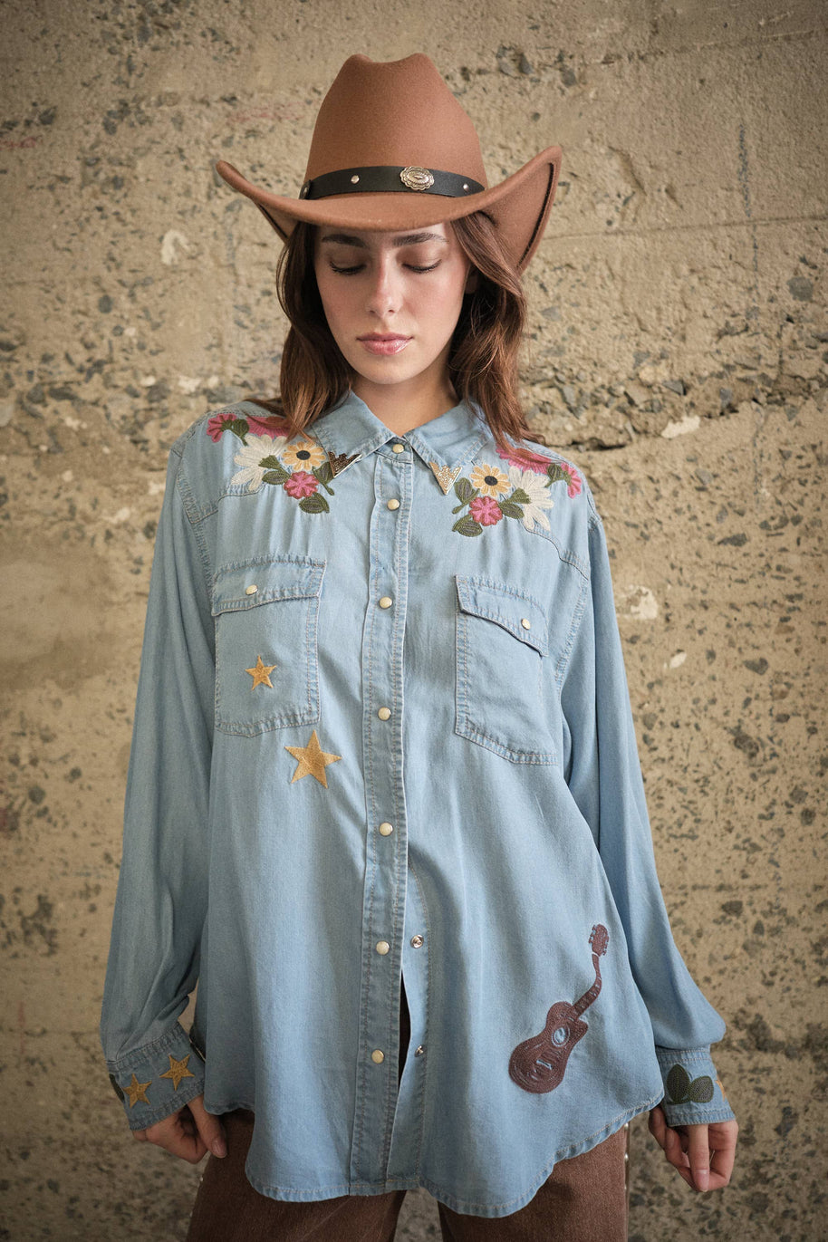 Western Embroidered Tencel Shirt