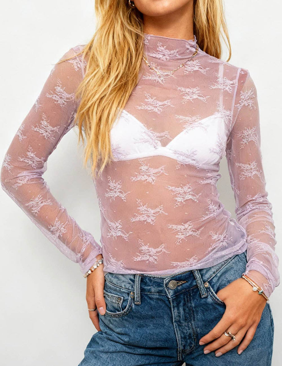 Long-Sleeve Lace Top