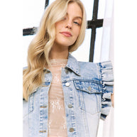 Denim Vest with Ruffles