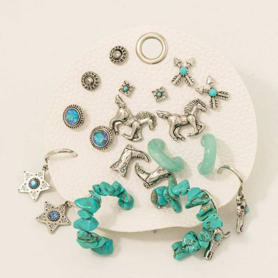 Antique Assorted Western Cowboy Earrings Set