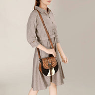 American Darling Western Hair-On Hide Crossbody with Tooled Accents