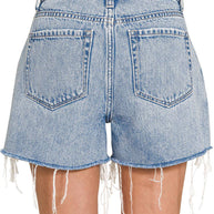 Distressed Hem Denim Shorts