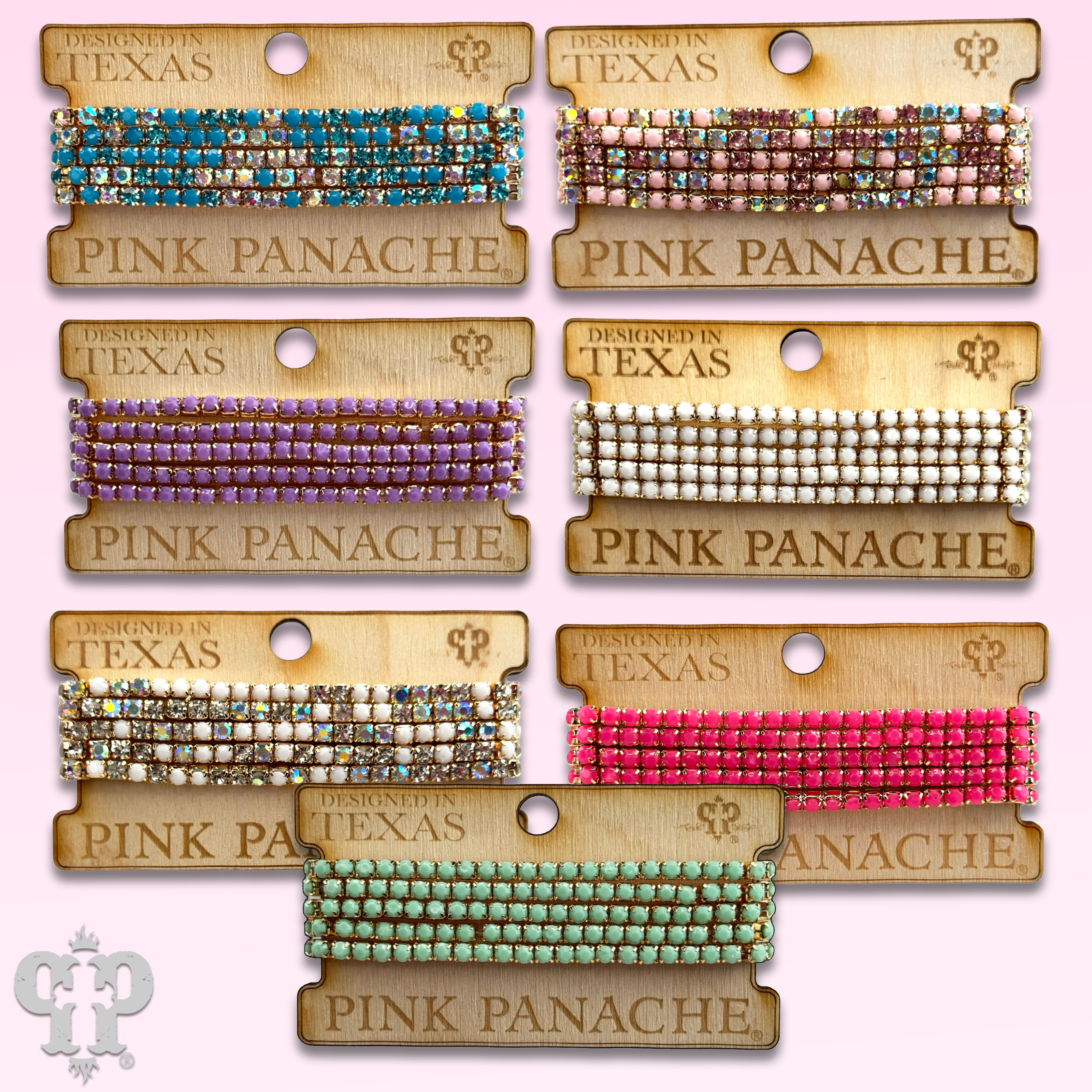 Prong set rhinestone bead bracelets, several colors