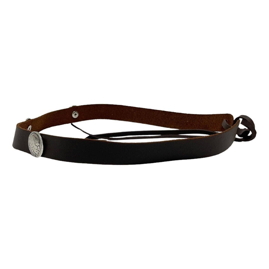 Genuine Leather Concho Hat Band - Style Buffalo Black