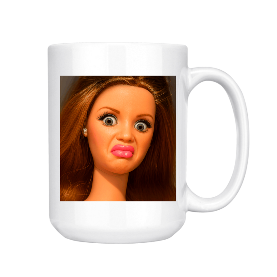 Disgusted Doll Face Mug, 15oz