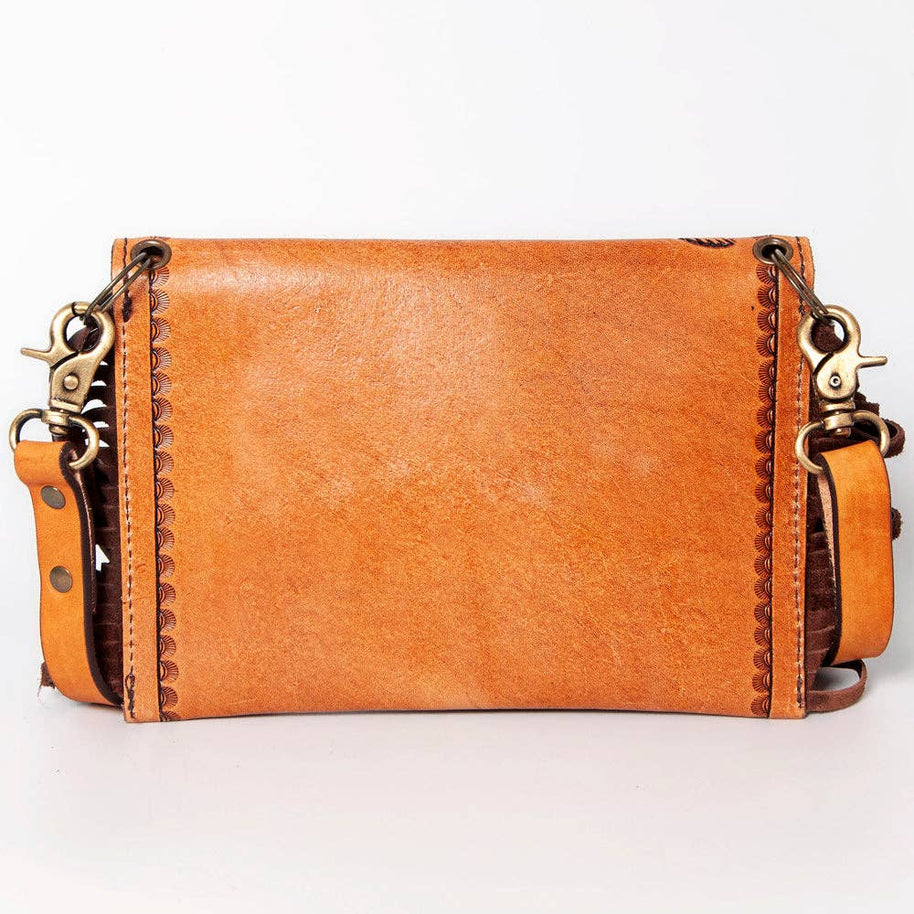 Hand-Tooled Sunflower Leather Envelope Purse