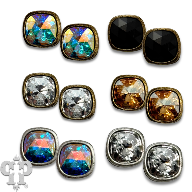 Square 8mm Swarovski® crystal post earrings