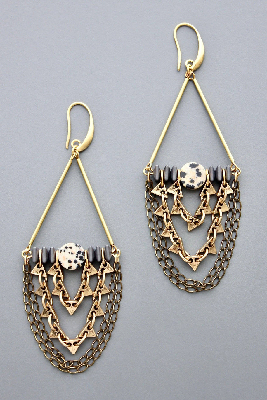 Dalmatian and hematite shoulder dusters