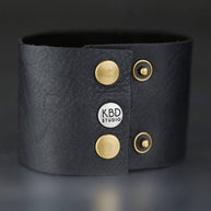 Rose Gold Leather Cuff w/ Pyrite