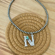 Beautiful Handmade Sterling Silver and Turquoise Letter Pendant