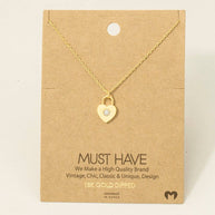 Gold Dipped Dainty Heart Lock Necklace