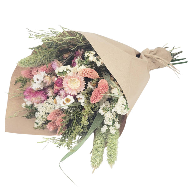 Pink Strawflower Dried Floral Bouquet