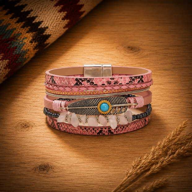 Pink Boho Wrap Bracelet