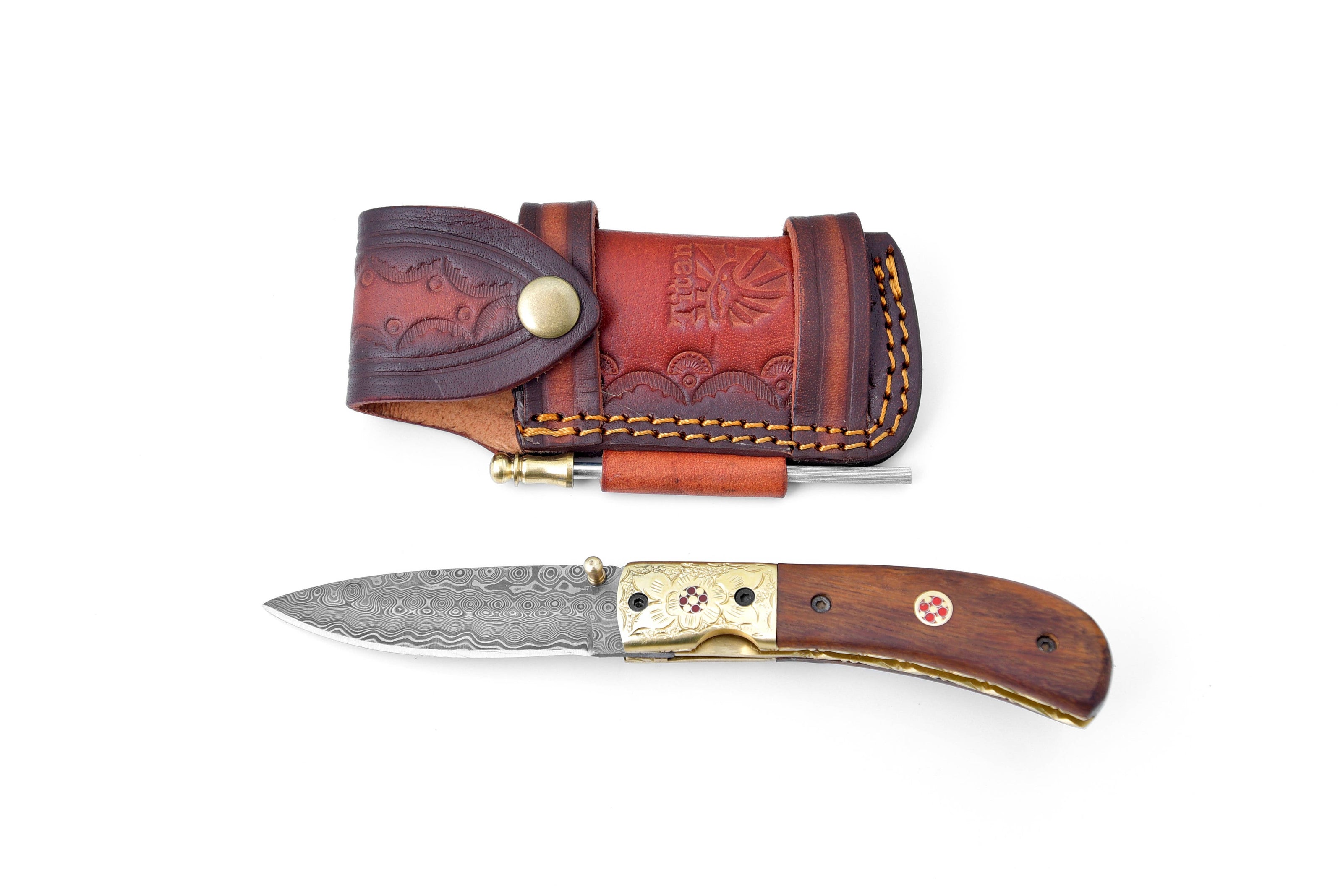 Titan Nebula Cascade Damascus Steel Pocket Knife
