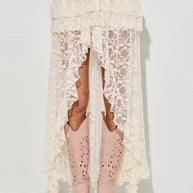 Lace Ruffle High-Low Maxi Skirt