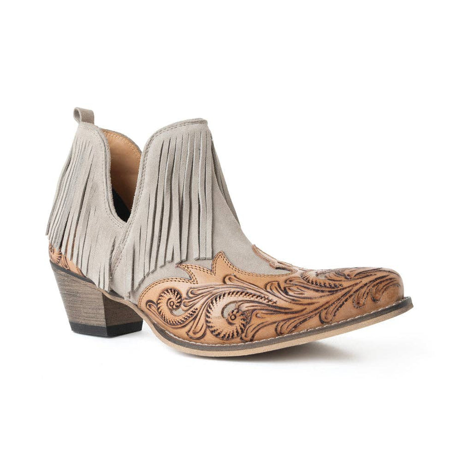 Myra Cimarron Belle Fringed Handtooled Leather Booties
