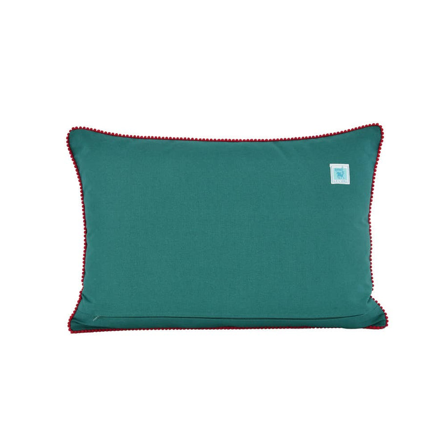 Green Velvet Floral Pillow