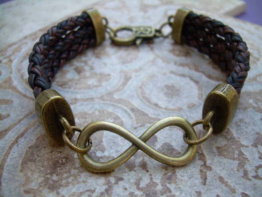 Infinity Leather Bracelet with Antique Bronze Hardware