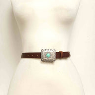 Skinny Leather Belt Western Buckle