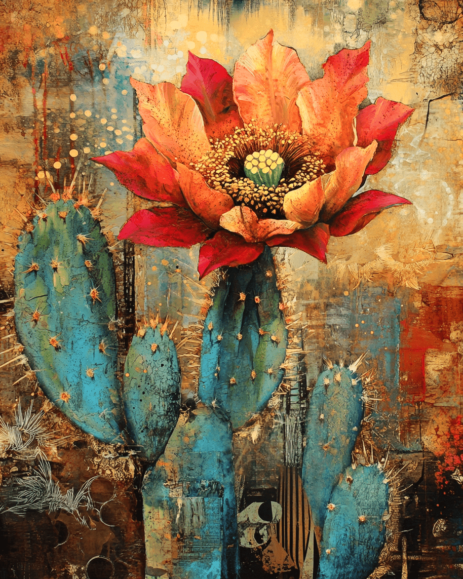 Grunge Desert Flora - Western and Southwestern Art Prints