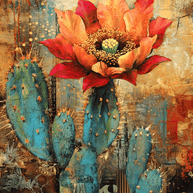 Grunge Desert Flora - Western and Southwestern Art Prints