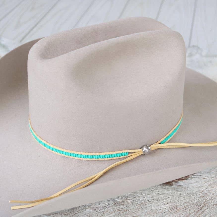 Turquoise Lane Stitch Beaded Hat Band