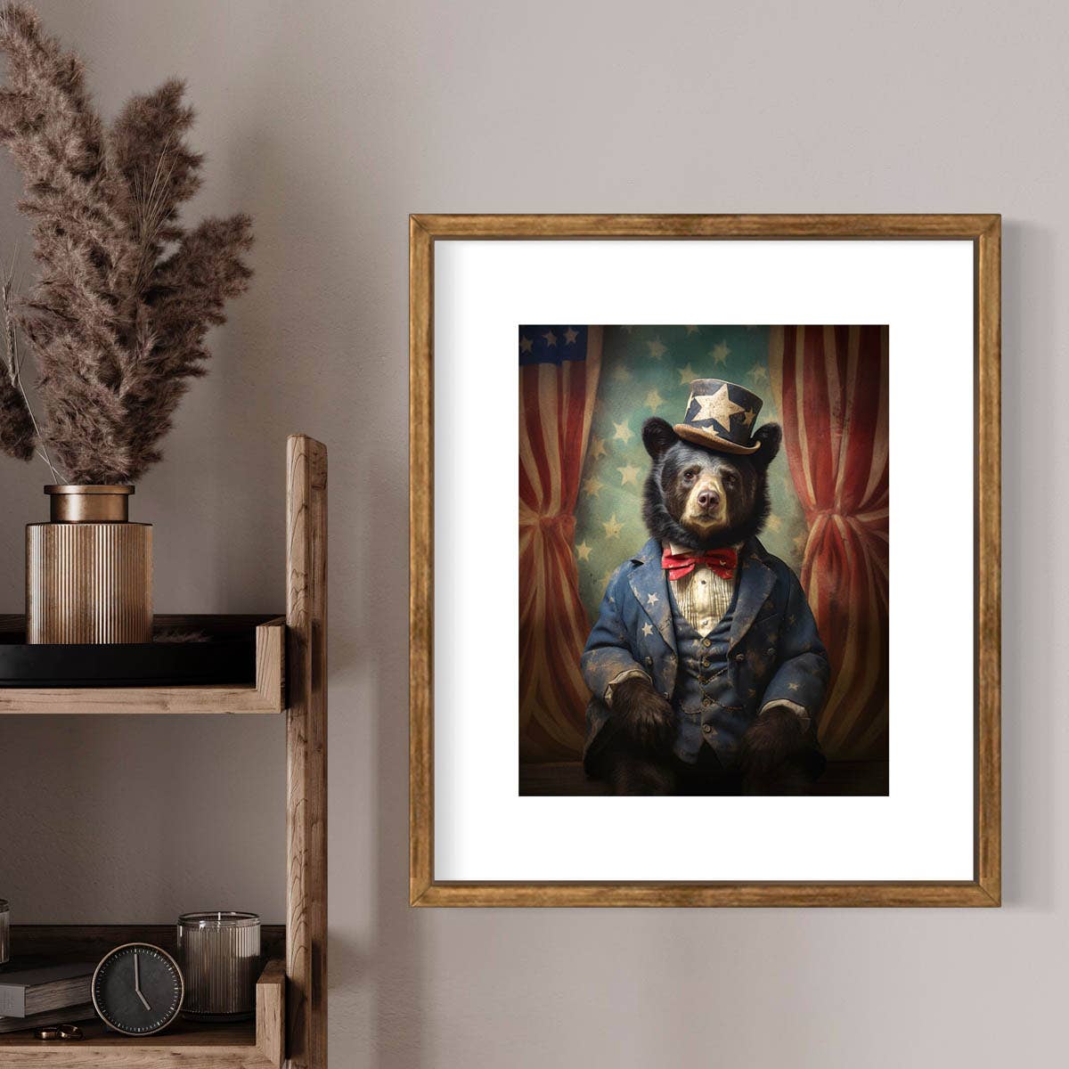 Bear in Star Hat Art Print