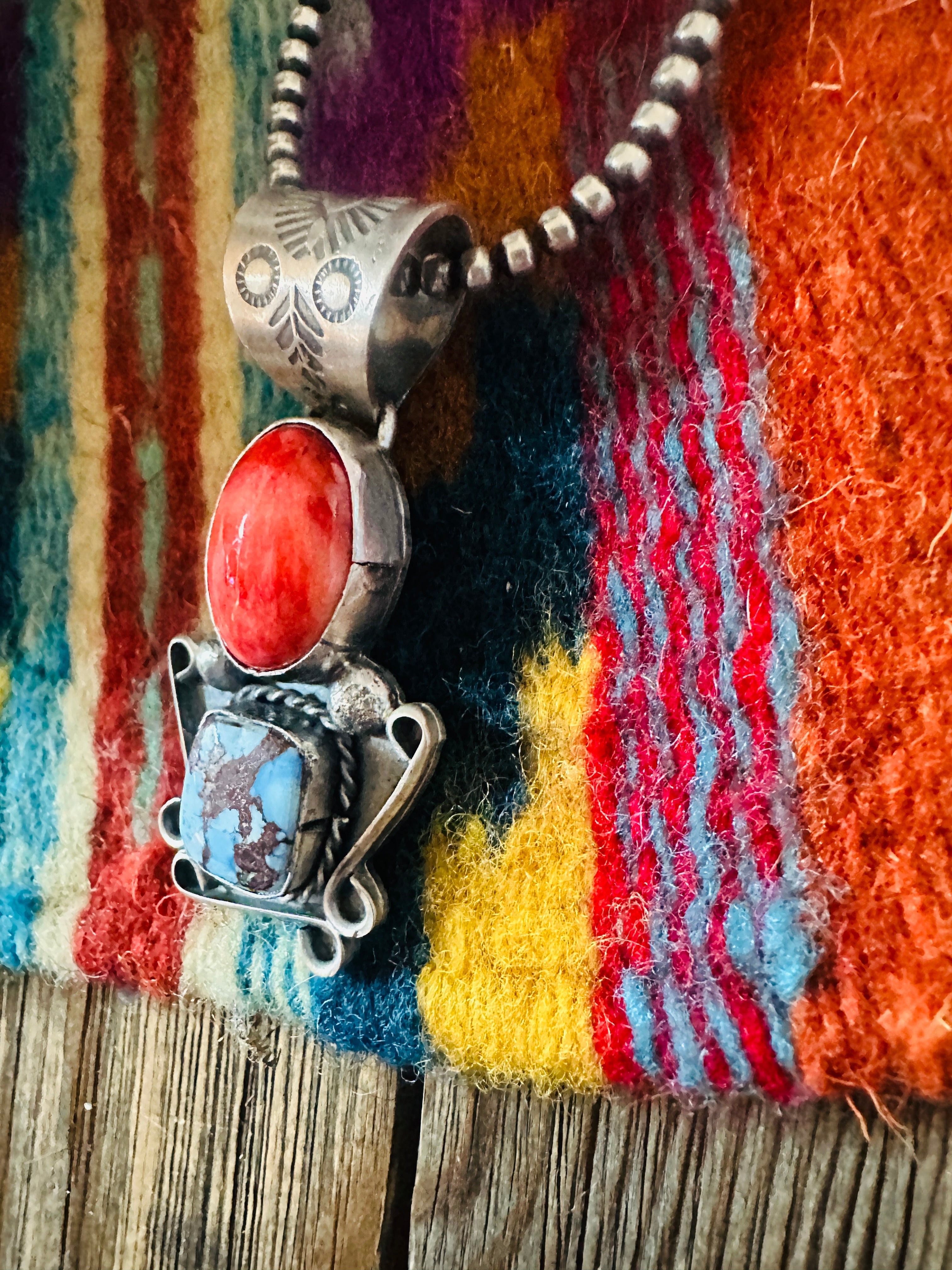 Handcrafted Sterling Silver, Spiny & Turquoise Pendant