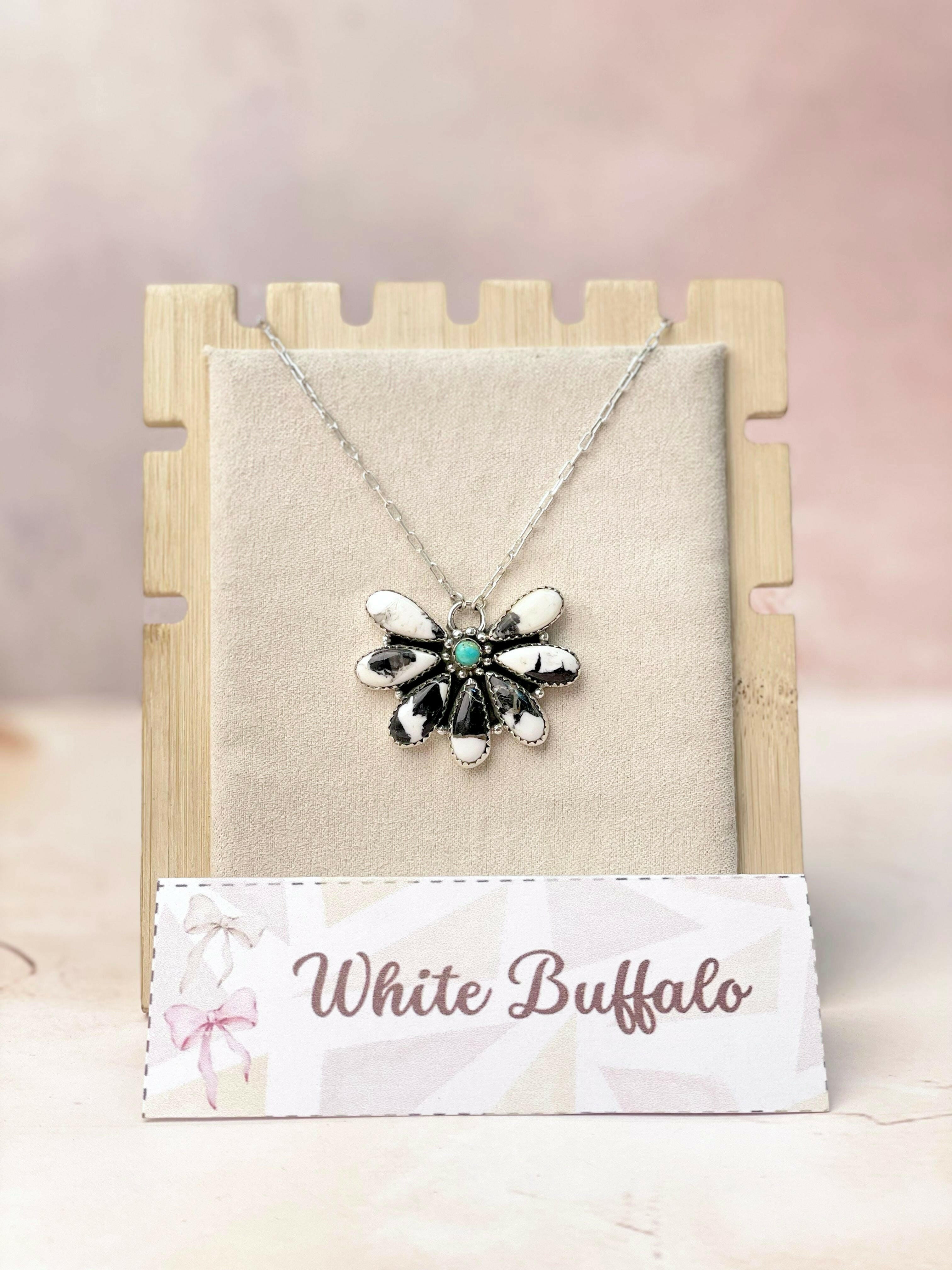 White Buffalo Blooming Chain Pendant