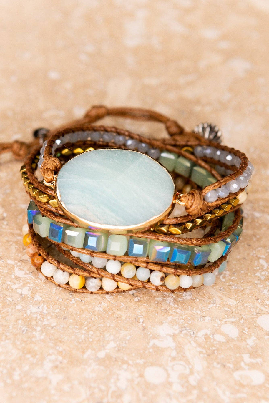 Kelly Wrap Bracelet: Jasper/Brown