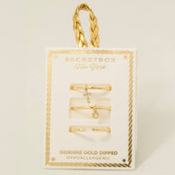 Gold Dipped 3Pc Cross Charm Rings Set
