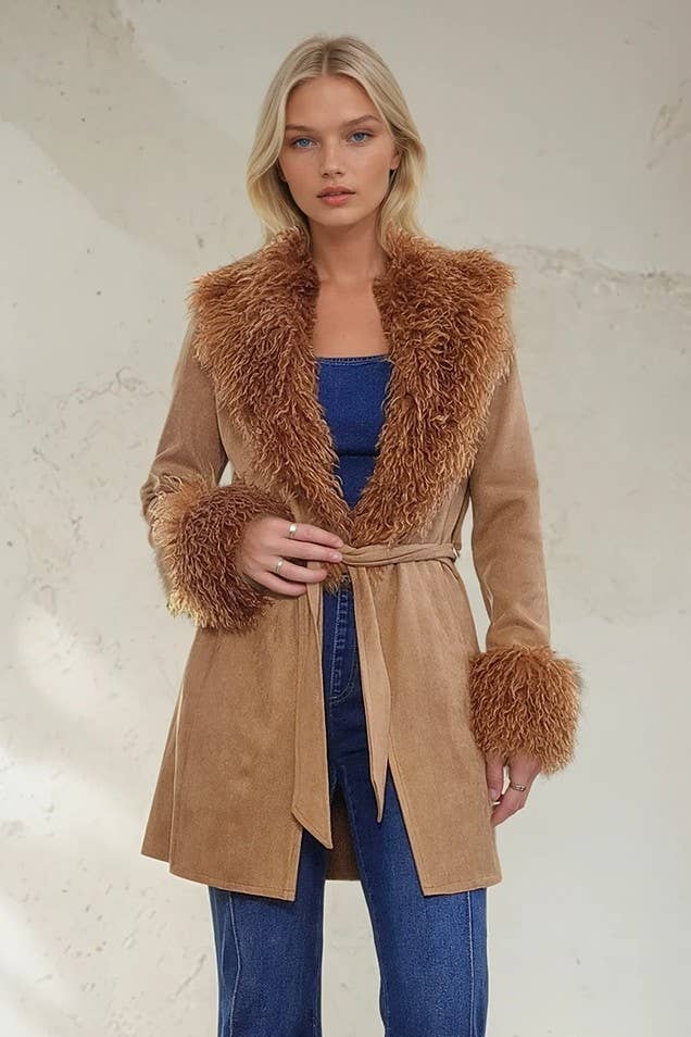 Penny Lane Faux Suede Fur Coat