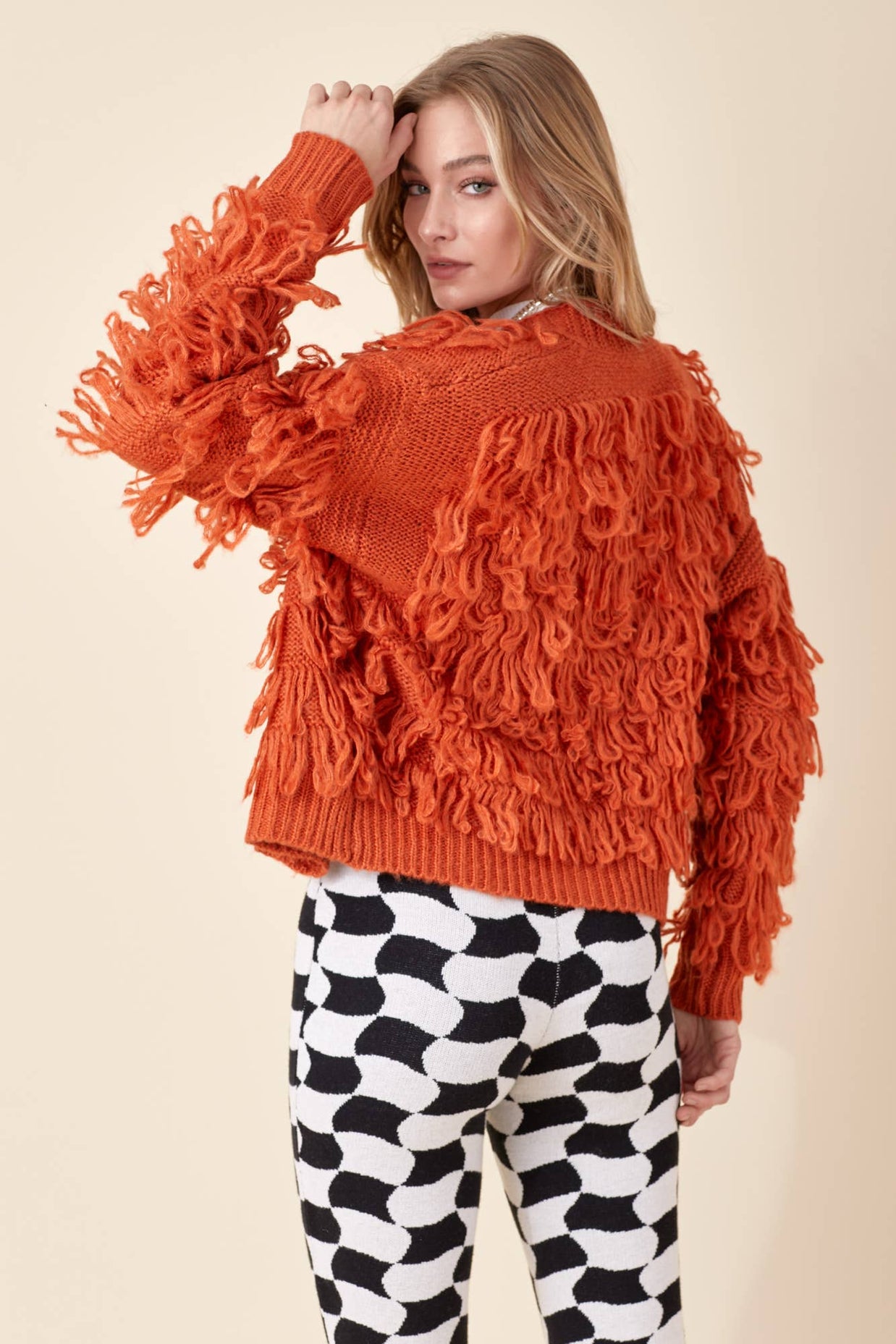 Orange Fringe Cardigan