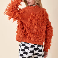 Orange Fringe Cardigan