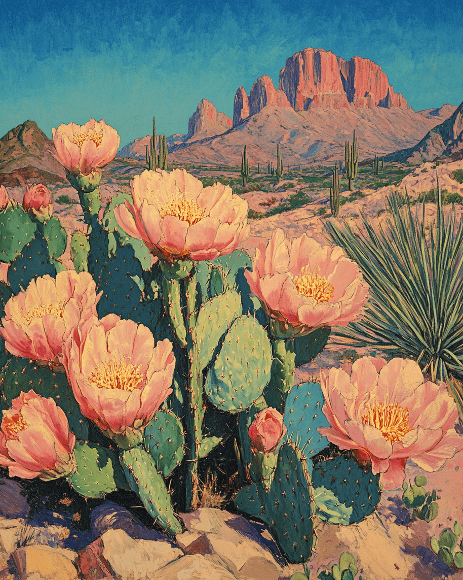 Blooming Prickly Pear - Western and Southwestern Art Prints