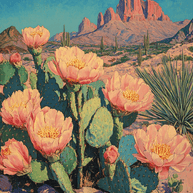 Blooming Prickly Pear - Western and Southwestern Art Prints
