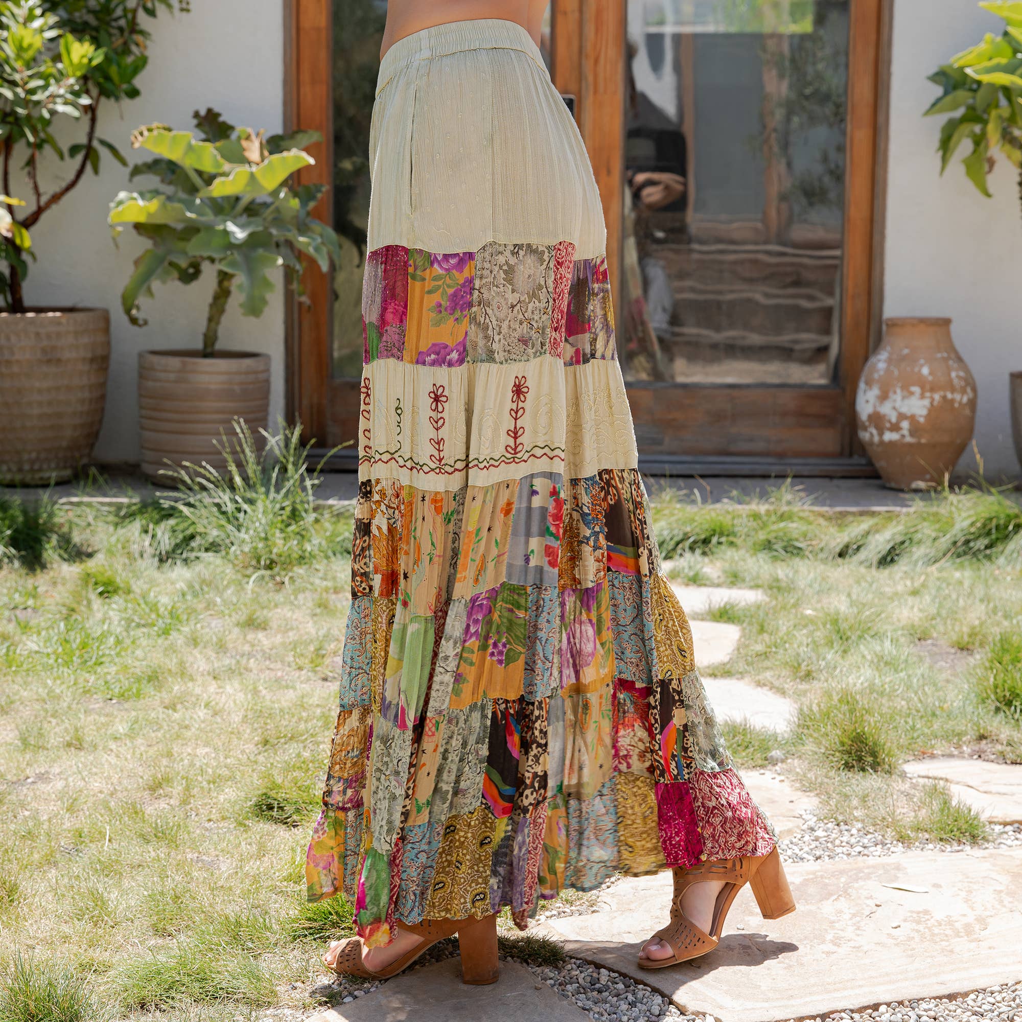 Boho Patchwork Palazzo Pants
