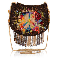 Peace & Light beaded peace sign crossbody bag