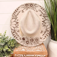 Engraved Floral Rancher Hat, Full Brim