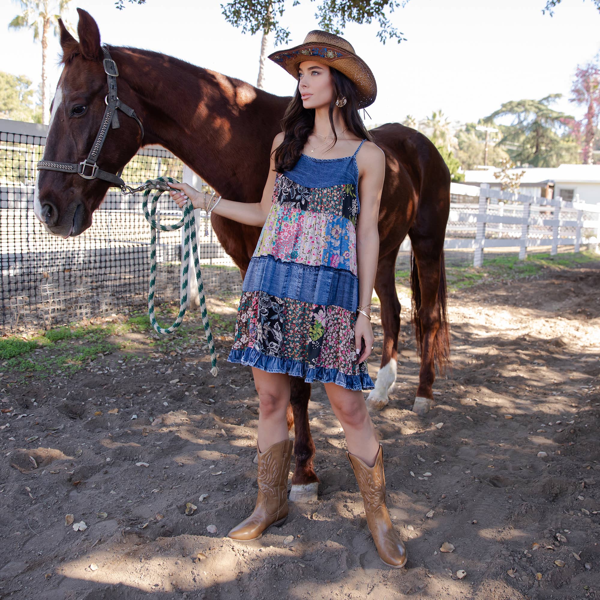 Babydoll Dress Denim Yoke