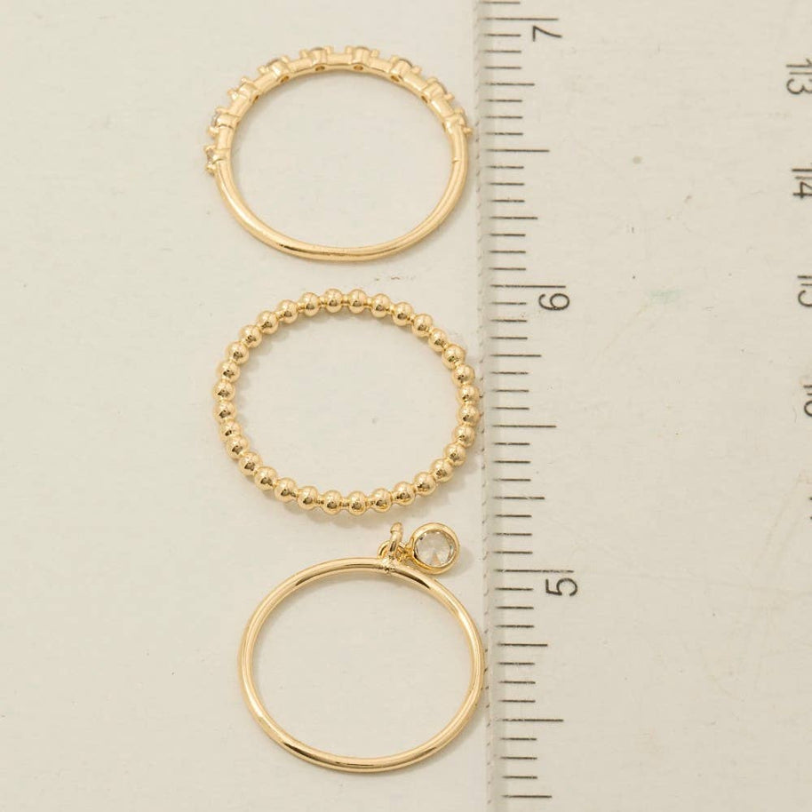 Gold Dipped 3Pc Dainty Rings Set