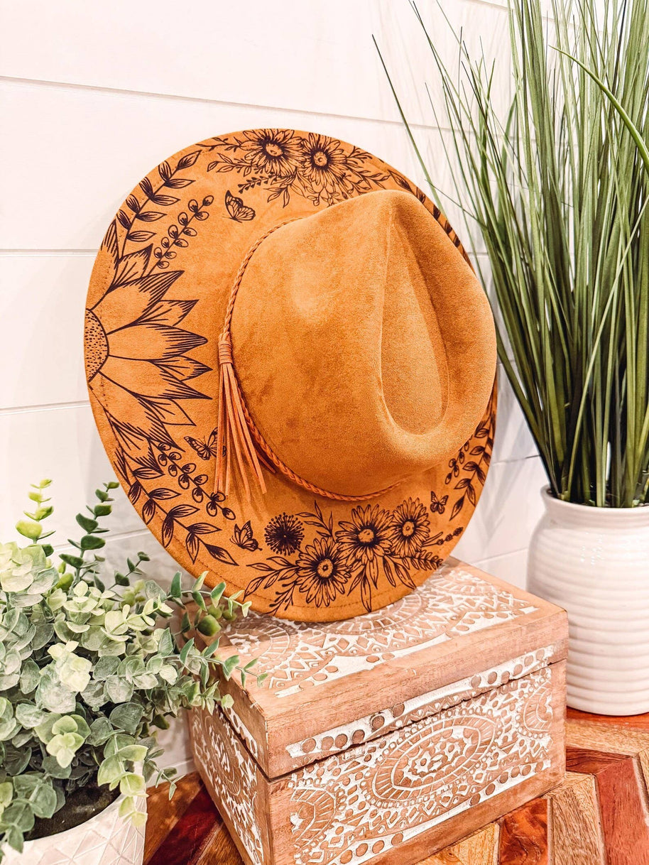 Engraved Floral Rancher Hat