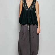 Deep V-Neck Lace Top