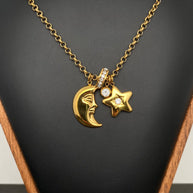 Moon & Star 18K Gold Plated S.Steel Necklace